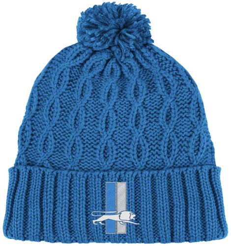 Detroit Lions Women's Knit Hat: Retro Pom Cuffed Knit Hat