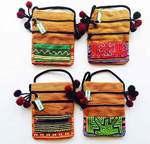 Eco-friendly Party Favors- Embroidered Sling Bags, Set of 4
