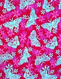 Aqua Butterfly 60in x 70in, 5 Feet x 6 Feet Velour Beach Blanket or Bath Sheet. Perfect for laying on the sand. 100% Cotton. (101333)