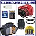 Pentax K-x 12.4MP Digital SLR w/ and 18-55mm f/3.5-5.6 AL Lens (Red) & Pentax 50-200mm f/4-5.6 ED Lens (Black) + 8GB + Case + Two (2) 58mm Protective Filter + Rapid AC Charger + 8PK Rechargeable Batteries