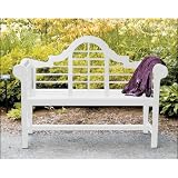 Achla Patio Decor White Wooden and Durable Polyurethane 4' Foot Lutyen Bench Outdoor Garden Bench