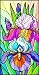 Blue and Purple Dutch Iris Flowers - Etched Vinyl Stained Glass Film, Static Cling Window Decal