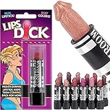 3 Pack of Lips Dick Real Penis Shaped Lip Stick (Assorted Colors) Includes Bewild Balloon