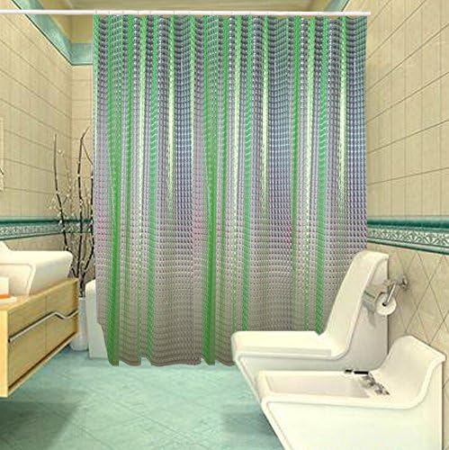 Arrebol 3D Effect EVA Bathroom Shower Curtains Liner Bath Curtain with Hooks,Waterproof,Mildew Resistant,72 by 72,Green