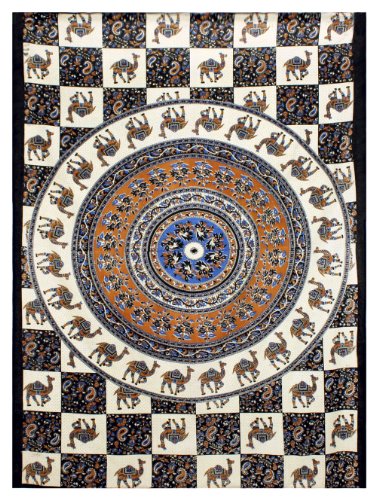 Camel Circle & Checkers Indian Tapestry - Wall Hanging for Hippies Camel Circle & Checkers Indian Tapestry - Wall Hanging for Hippies