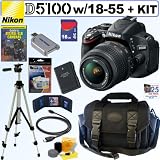 Nikon D5100 16.2MP CMOS Digital SLR Camera with 18-55mm f/3.5-5.6 AF-S DX VR Nikkor Zoom Lens + EN-EL14 Battery + 16GB Deluxe Accessory Kit