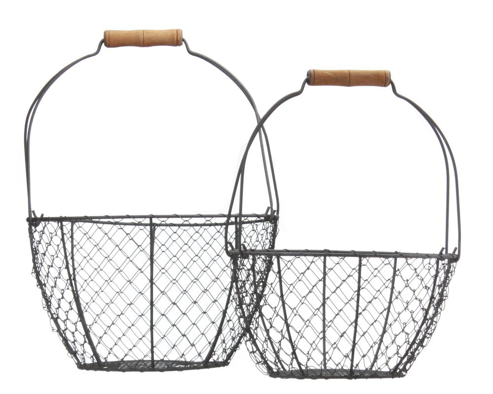 Set of Two Vintage Style Round Wire Baskets