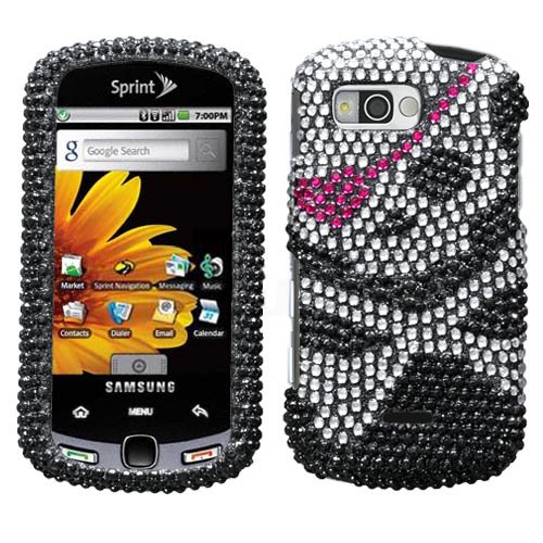 Samsung M900 Cell Phone Snap on Cover Skull Full Diamond/Rhinestone