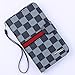 RAYTOP Luxury Brand Designer Black and Gray Checks Leather Cases Covers Wallet for Samsung Galaxy Note 2 N7100 Men Guys Checkered Classy Decent Simple Gift High Quality Stylish