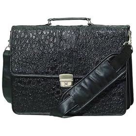 EmbassyTM Italian StoneTM Design Genuine Leather Briefcase with Embossed Alligator Grain Design