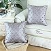 Euphoria CaliTime Pillow Cover Faux Silk Gray Ground Three-tone Diamonds Lattice Geometric Chain Embroidered 18