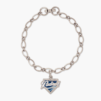 San Diego Padres Silver Tone Single Charm Bracelet