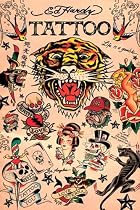 Ed Hardy Tattoo Poster ~ Design Montage ~ Tiger "Life is a Gamble" ~ 24x36"