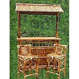 Island Bamboo Tiki Bar with Barstools & Torches Set by Island Tiki