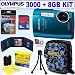 Olympus Stylus Tough 3000 12 MP Digital Camera (Blue) + 8GB Accessory Kit