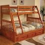 Honey Twin Full Mission Bunk w/ 3 Drawers: Desk Hutch & Chair, TV Stand, 5 Drawers