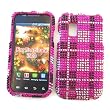 Samsung Fascinate i500 Galaxy S (Verizon) Snap-on Protector Hard Case Rhinestone Cover "Pink Plaid" Design