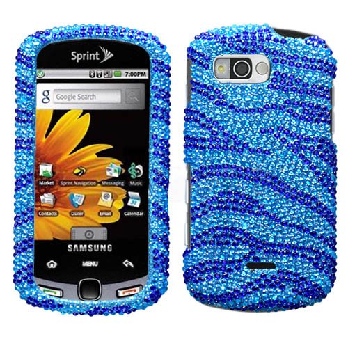 Samsung M900 Snap on Cover Zebra Skin Baby Blue/Dark Blue Full Diamond
