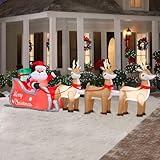 16 Ft Colossal Inflatable Lighted Santa in Sleigh with Reindeers