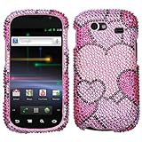 Pink Hearts Diamante Crystal Bling Case for Samsung Nexus S