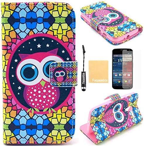 Moto X Case, Focusonbox(TM)PU Leather Protective Flip Folio Slim Fit Wallet Purse Stand Case Cover for Motorola Moto X (1st Generation), with Screen Protector, Stylus and Cleaning Cloth YB8