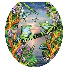 Toilet Tattoos TT-LS01-R Frogs in the Moonlight Design, Round
