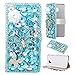 Evtech(tm) Butterfly Floral Rhinestone Bling Crystal Glitter Book Style Folio PU Leather Wallet Case with Handbag Phone Holder & Card Slots (Samsung Galaxy Note 5, Blue)
