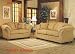 2 pc fabric sofa set brown fabric and wood legs