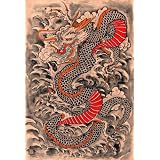 Red Dragon by Clark North Tattoo Designs Giclee Art Print