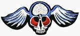 Skull with Wings - 2 x 4 1/2 - Embroidered Iron On or Sew On Patch