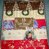 15 sheet christmas gift wrap assorted designs