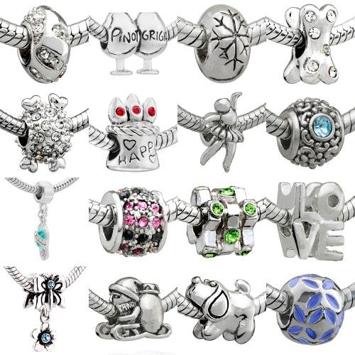 16 Pc Beads Charms Set Fits Pandora Charm Bracelet