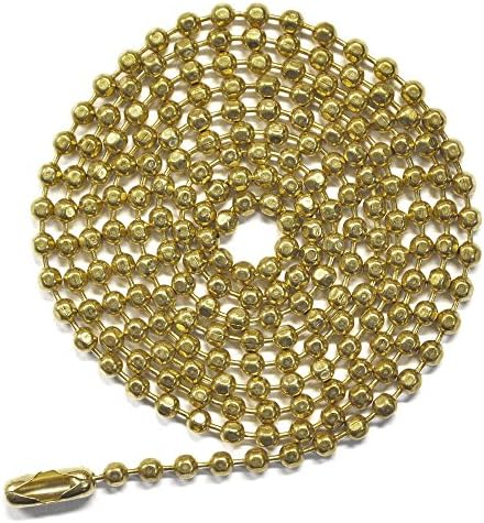 Pull Chain Extension, 36 Inch, Brass 3-Feet Beaded Ball Chain With Connector