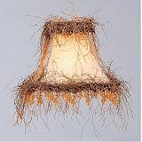Livex S114 Chandelier Shade Champagne Square Clip Shade with Dark Fringe and Beads