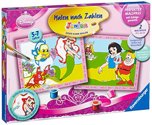Imagen 4 de Ravensburger 27722 - Colorear por números, diseño de princesas Disney (Ariel y Blancanieves) [importado de Alemania]