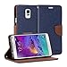 GMYLE Galaxy Note 4 Case, PU Leather Wallet Case Cover with Stand Feature and Credit Card ID Holders for Samsung Galaxy Note 4 IV N910 - Navy Blue & Brown