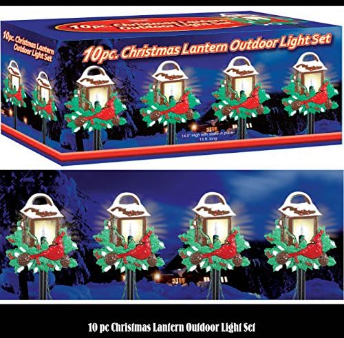 10 PIECE CHRISTMAS CARDINAL LANTERN PATHWAY LIGHT SET