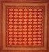 HOMESTEAD Kensington Block Print Tablecoth for Square Tables 60x60 inches Rust Orange Amber Brown