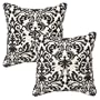 Pillow Perfect Decorative Black/Beige Damask Toss Pillows, Square, 2-Pack