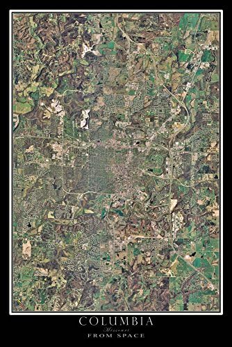 Columbia Missouri From Space Satellite Art Poster 24 x 36 inches