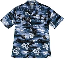Midnight High Surf Men's Hawaiian Aloha Shirt in Royal Blue.