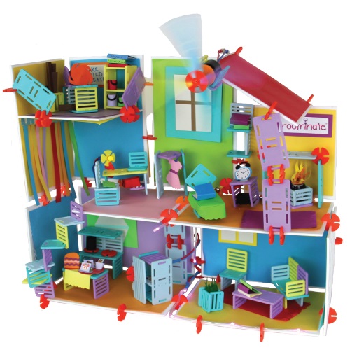 Build an entire house with multiple Roominate kits, complete with a 