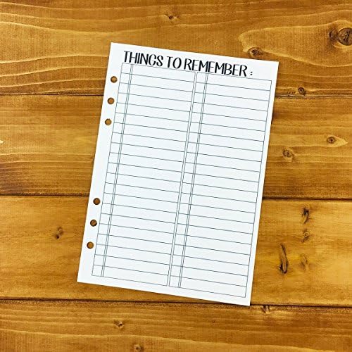A5 Things to Remember printed planner insert - checklist - note taking - list making - scratch paper