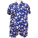 和柄女児ベビー用甚平スーツ2点セット0084 95cm ネイビー