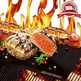 BBQ Grill Masters Premium Quality Grill Mat - Set of 4 + Grilling Recipe eBook - Works Great as a Baking Mat or Pan Liner - 100% Non-Stick and Reusable as Grill Pan or Griddle - Durable BBQ Grill Mats