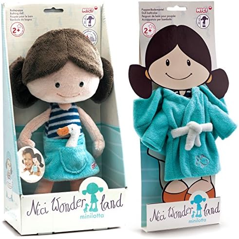 Nici Wonderland MiniLotta 12" Machine Washable Bath Tub Plush Doll with Bath Robe