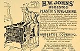 1890 Ad H. W. John's Asbestos Stove Furnace Lining Seal - Original Print Ad