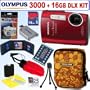 Olympus Stylus Tough 3000 12 MP Digital Camera (Red) + 16GB Deluxe Accessory Kit