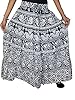 Womans Long Skirt Boho Black White Floral Printed Peasant Maxi Skirts, Gift Idea