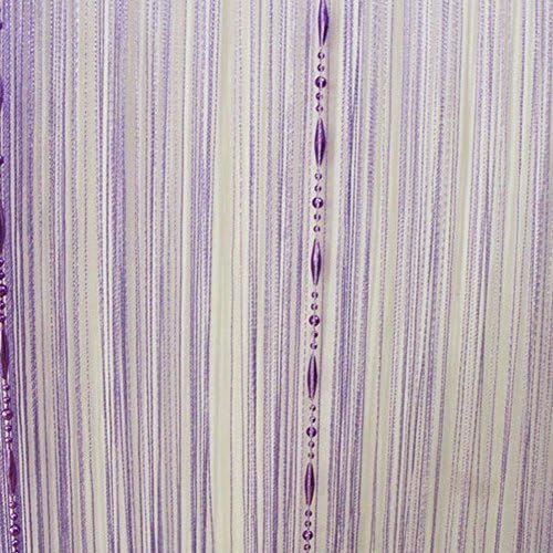 Oetech 118" Lx 37" W Tassel Decorative String Curtain With Beads Door Window Curtains Light Purple
